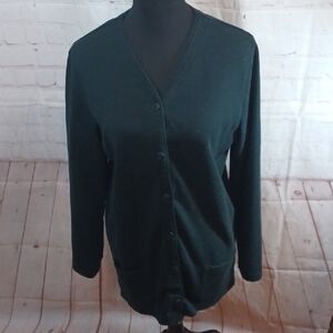 Lands End Grunge  Every Day Button Down Long Sleeve 100% Cotton Sweater M